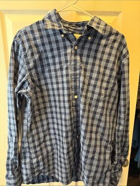 St. John's Bay Navy & Light Blue Check Button-Down Shirt